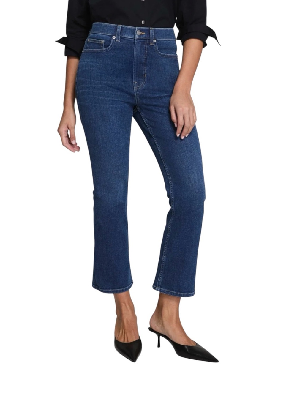 SPANX Redefine Cropped Kick Flare Jeans Medium Indigo 10